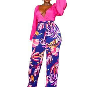 Pink an Blue Jumpsuit Size 14 NEW NWOT